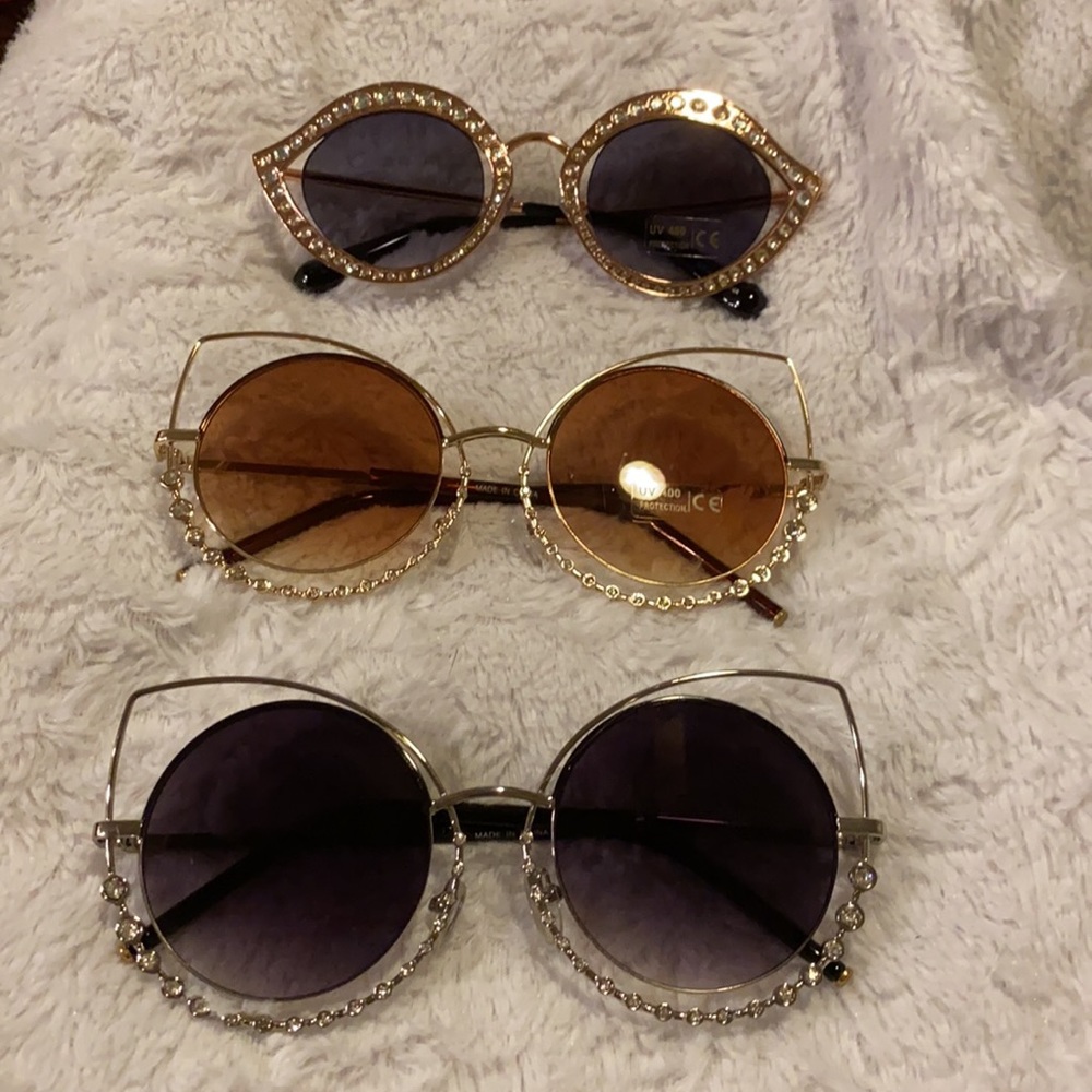 Cutest 3pc of rhinestone sunglasses!